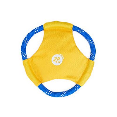 ZippyPaws - Rope Gliderz Durable Outdoor Dog Toy Flying Disc - Yellow