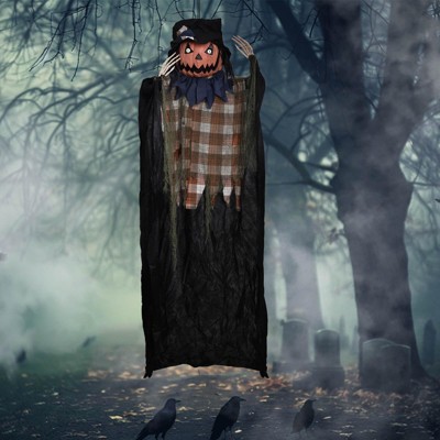 6FT Halloween Decorations Outdoor - Hanging Animatronic Halloween Decoration with Glowing Eyes and Sound  Halloween Outdoor Decor Haunted House Decor