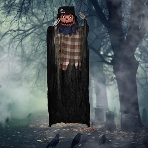 6FT Halloween Decorations Outdoor - Hanging Animatronic Halloween Decoration with Glowing Eyes and Sound  Halloween Outdoor Decor Haunted House Decor - 1 of 4