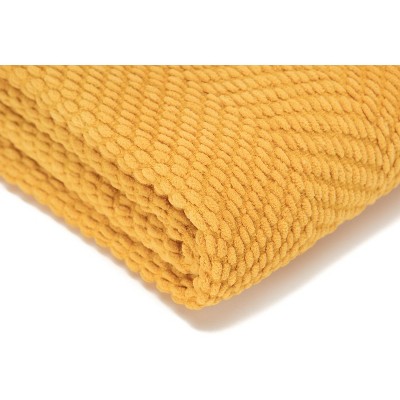 Golden Knitted Faux Fur Throw Blanket with Tassels