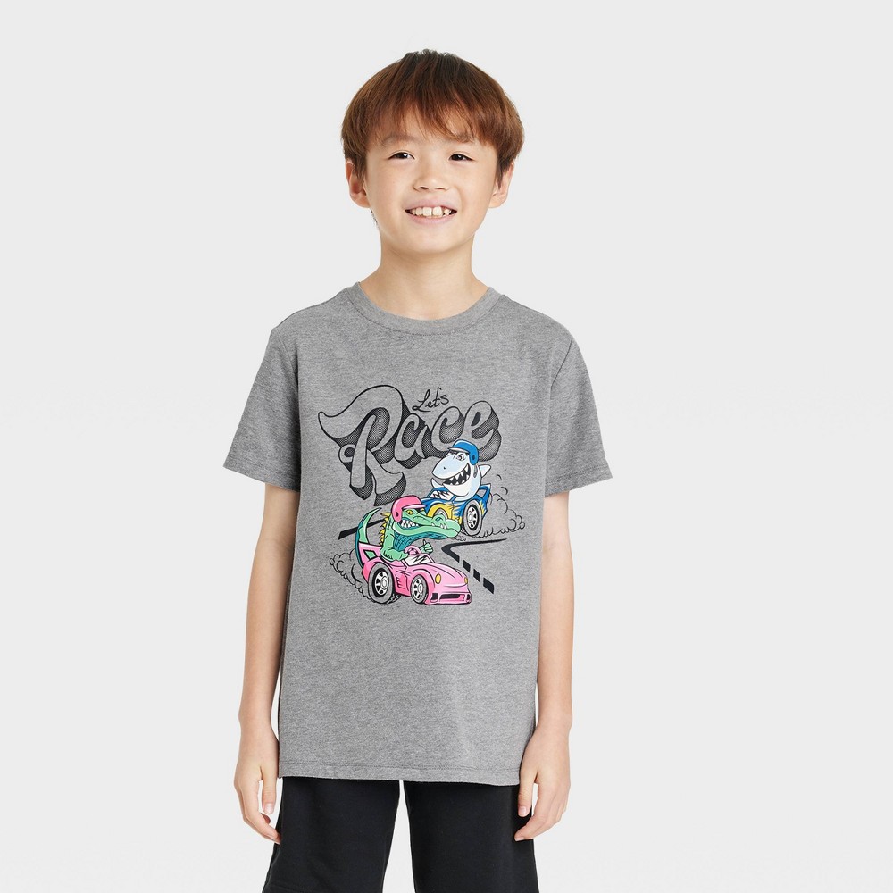 Boys' Short Sleeve 'Let's Race' Graphic T-Shirt - Cat & Jack Gray L