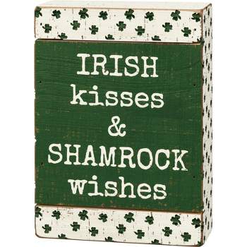 Primitives by Kathy Irish Kisses & Shamrock Wishes Slat Box Sign