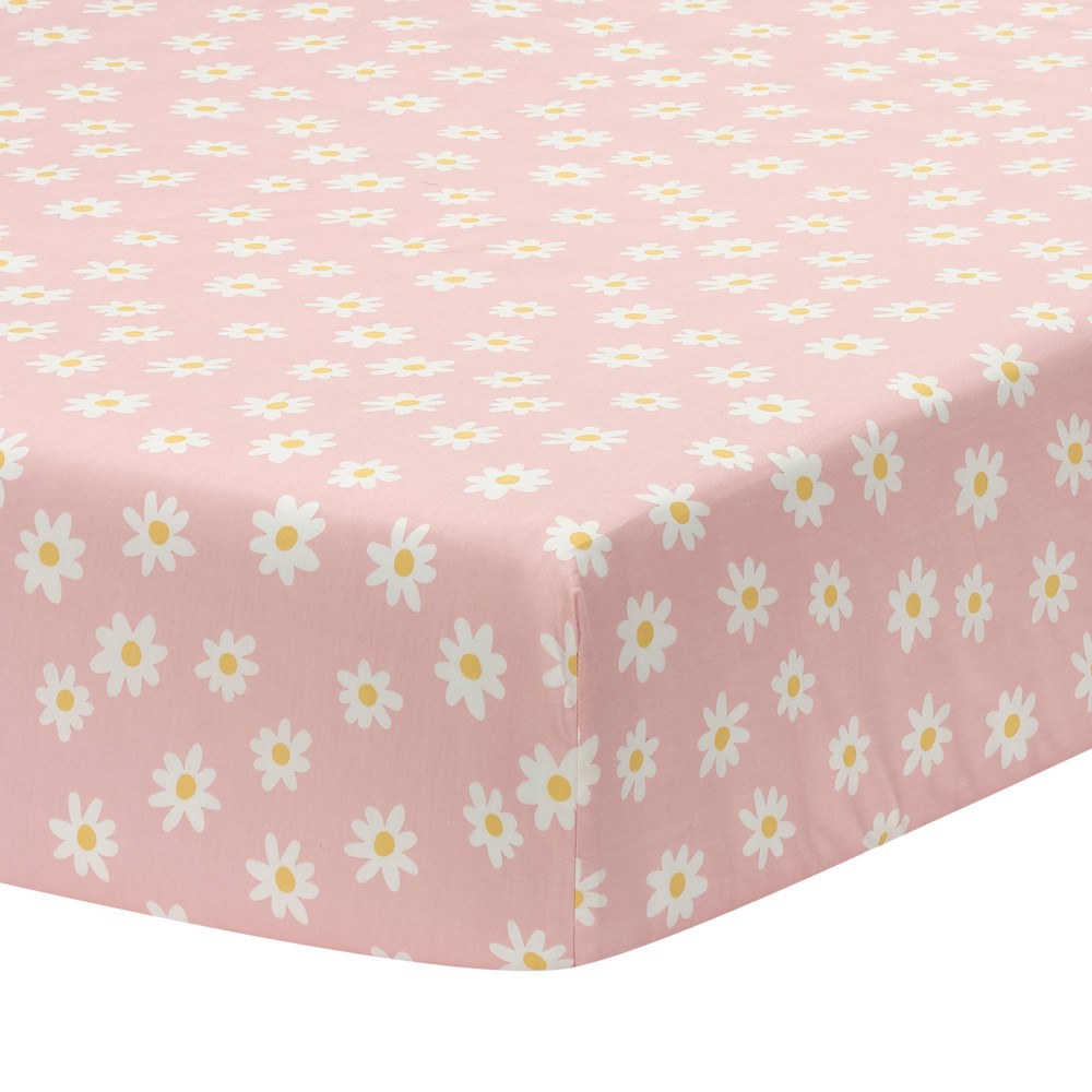 Photos - Bed Linen Lambs & Ivy Daisy Dreams Breathable 100 Cotton Baby Fitted Crib/Toddler Sheet - Pink