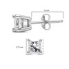 Haus of Brilliance Silver 1/4 Cttw Princess-Cut Diamond Solitaire Stud Earrings - 4 of 4