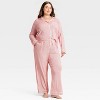 Women's Cloud Knit Modal Long Sleeve Notch Collar Top and Pants Pajama Set - Auden™ Red & White Stripe - 3 of 3