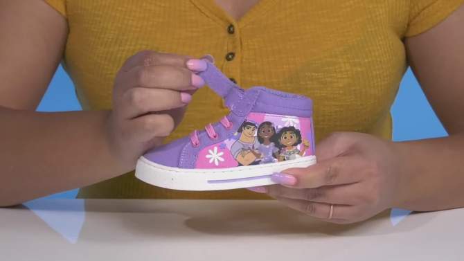 Disney Encanto Mirabel Girls High Top Hook and Loop Sneakers. (Toddler Little Kids), 2 of 9, play video