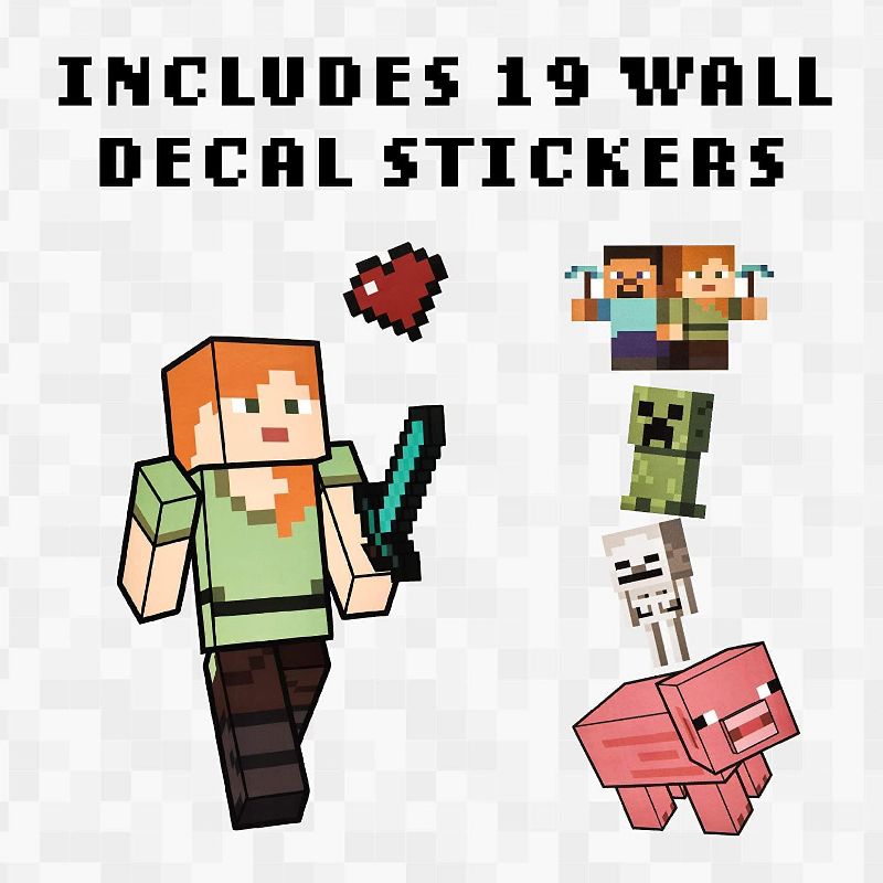 Paladone Products Ltd. Minecraft Characters Removable Vinyl Stickers | 4 Sheets, 19 Decals, 2 of 8