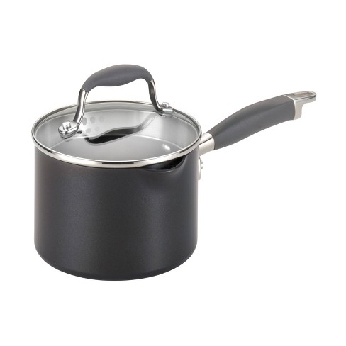 Anolon Advanced 2qt Hard Anodized Nonstick Saucepan with Pour Spouts and Straining Lid Gray - image 1 of 4