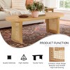 48" Modern Oval Coffee Table with Solid White Oak Table Top & Imitation Rattan Legs for Living Room or Lounge Space - Tanpinhause - 4 of 4