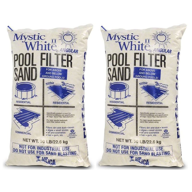 U.S. Silica 50 Pound Mystic White II Non-Corroding Non-Staining Premium Swimming Pool Filter Sand Refill for Even Flow Rate, White (2 Pack), 1 of 7