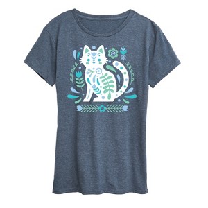 Women's - Instant Message - Scandinavian Cat Short Sleeve Graphic T-Shirt - 1 of 4