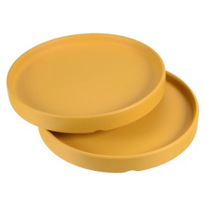 Unique Bargains Indoor Ceramic Round Plant Pot Saucers Tray 2 Pcs - 1 of 4