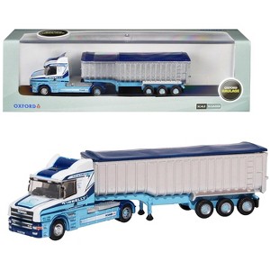 Scania T-Cab Truck RHD w/Covered Trailer "Tinnelly" White with Blue Graphics 1/148 (N) Scale Diecast Model Car by Oxford Diecast - 1 of 4