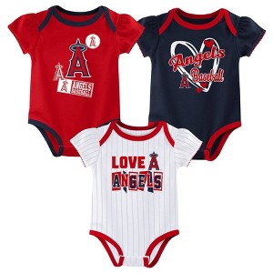 MLB Los Angeles Angels Infant Girls' 3pk White Bodysuit - 1 of 4