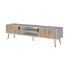 70.9" Manufactured Wood Spacious TV Stand Rack with 2 Hinged Drawers, Open Shelves, Elegant Dual-Tone Design, and Cable Management - 2 of 4