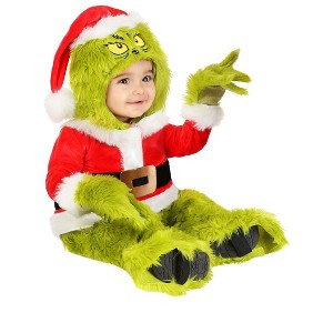 HalloweenCostumes.com 0-3 Months   Grinch Santa Claus Infant Costume, White/Red/Green/Green - 1 of 3