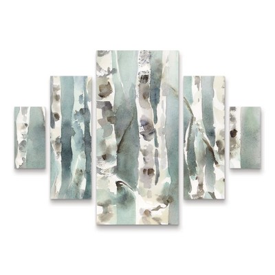 Trademark Fine Art Katrina Pete Winter Birches v2 5 Piece Panel Set Art