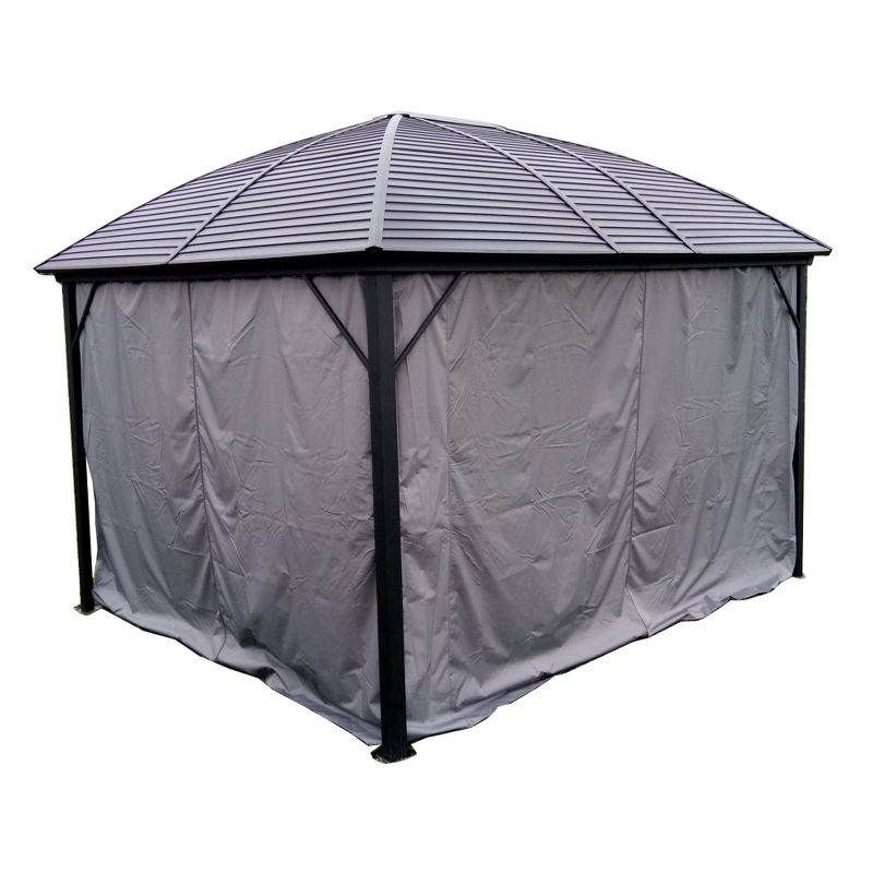 ALEKO GZM10X12C UV-Protective Polyester Curtain Panels for Hardtop Round Roof Gazebo - 10'x12'  - Gray, 1 of 7
