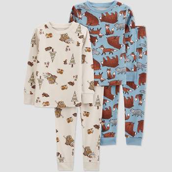 Carter's Just One You® Toddler Boys' Bears and Woodland Long Sleeve Pajama Set - Cream/Blue