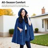 Catalonia Womens Oversized Plush Fleece Wearable Blanket Hooded Wrap Sweater with Hand Pockets, Open Front No Sleeve Cape Shawls, Cozy Gift for Woman - 3 of 4