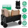 LakeForest "200L Collapsible Folding Wagon Cart, 440lbs Capacity, All-Terrain Wheels, Drink Holders, Adjustable Handle" Black - 4 of 4