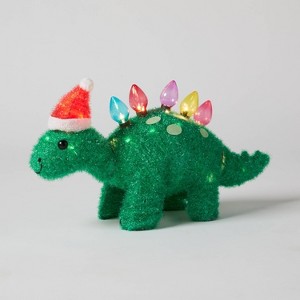 15" Incandescent Tinsel Dinosaur with Santa Hat Christmas Novelty Sculpture Light - Wondershop™ - 1 of 4