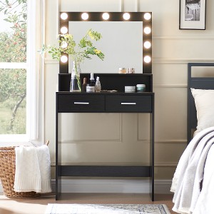 ACEPANO 53.9 in. H Two-Tier Storage Dresser with Mirror & Large Drawers for Bedroom-Black - 1 of 4