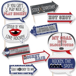 Big Dot of Happiness Funny Shoots and Scores - Hockey - Baby Shower or Birthday Party Photo Booth Props Kit - 10 Piece - 1 of 4