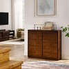 LOVMOR Walnut-colored Sideboard Buffet Cabinet with 2 Outlet Holes - 2 of 4