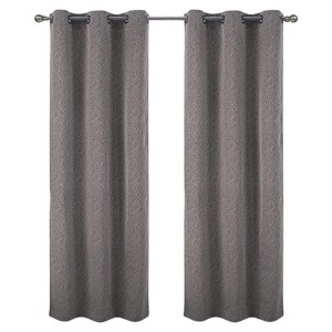 RT Designer Collection Florence Jacquard Luxurious Decorative Grommet 2 Pack Curtain Panel 36" x 84" Taupe - 1 of 4