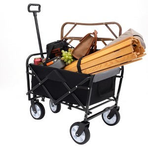 Collapsible Foldable Wagon Cart Beach Wagon Heavy Duty Utility Cart  For For Camping With 3Pcs Plastic Liner Bag - 1 of 4