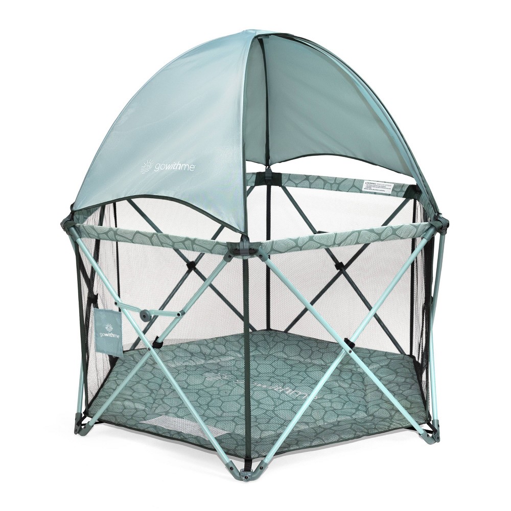 Baby Delight Go With Me Deluxe Eclipse Portable Playard with Canopy and Pad - Green Garden: Steel Frame, Folds for Easy Transport