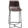 Alpine Furniture Live Edge Set of 2 Dining Metal Leg Pub Chairs in Dark Brown - 2 of 4