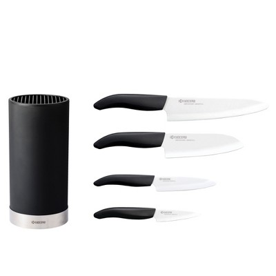 Kyocera Universal White Blade Ceramic Knife Block Set, Stainless Block :  Target