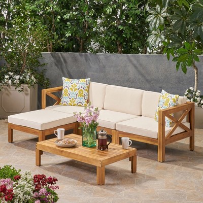 Maggift Patio Seating Sets Outdoor, Featuring Unique Design, Ideal for Chats, Perfect for Gardens, Living Spaces, Beige, 81.5"*53.5"*24"