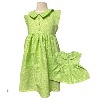 Doll Clothes Superstore Matching Designer Long Lime Dress for Girl and Dolls Size 4