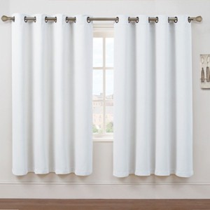 Kate Aurora Set of 2 Thermal Room Darkening Grommet Top Curtains For Small Windows - 63 in. Long - White - 1 of 3