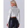 INSPIRE CHIC Women's Faux Leather Long Sleeve Zipper Up Moto Cropped Jacket - 4 of 4