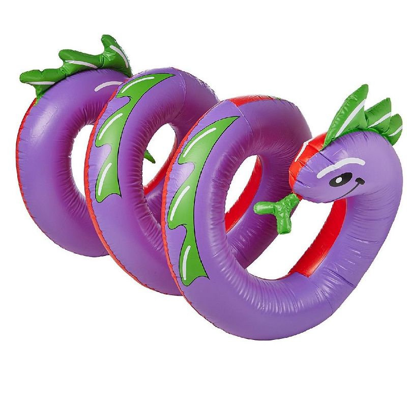 Swim Central Inflatable Purple and Green Two Headed Curly Serpent Swimming Pool Float Toy, 96-Inch, 3 of 4