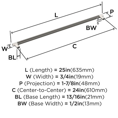 Polished Nickel 25" Modern Industrial Appliance Pull