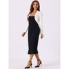 Allegra K Women's Curved Hem Puff Long Sleeve Open Front Crop Bolero Shrug - 4 of 4