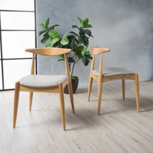 Wooden Dining Chairs Set of 2,Upholstered Round Backrest Dining Chairs, Armless Dining Chairs,Indoor Furniture-Cuddlewood - 1 of 4