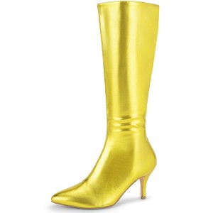 Perphy Women's Pointy Toe Stiletto Heels Knee High Boots - 1 of 4