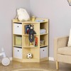 HOMCOM Wooden Kids Cabinet Freestanding Corner Storage Drawer Toys Clothes Books Organizer Dresser Children Bookcase Display Shelf Wardrobe for Bedroom with Anti-toppling Hardware Drawers - 2 of 4