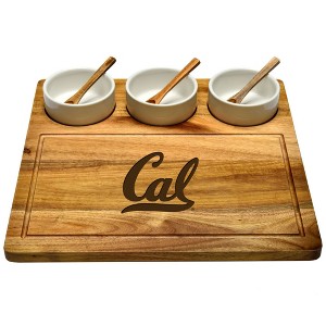 NCAA California Berkeley University Golden Bears Acacia Cheese & Charcuterie Board with Ceramic Dip Bowls - 1 of 4