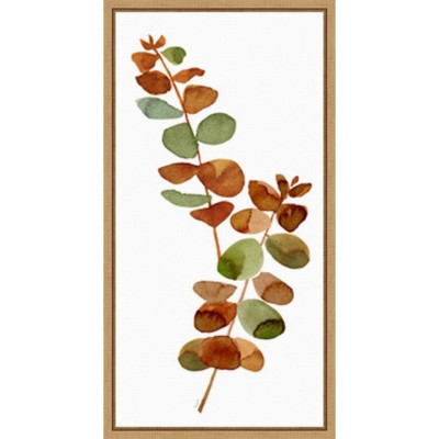 Fall Inspiration I Green and Brown Canvas Wall Art with Maple Frame