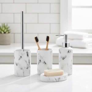 Evideco French Home Goods Marble Effect Bathroom Accessory Set 4-Pieces - 1 of 4
