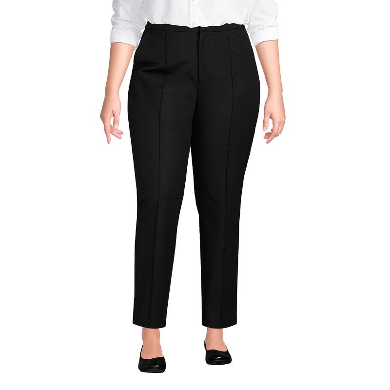 Lands' End Women's High Rise Bi Stretch Pintuck Pencil Ankle Pants, 1 of 5