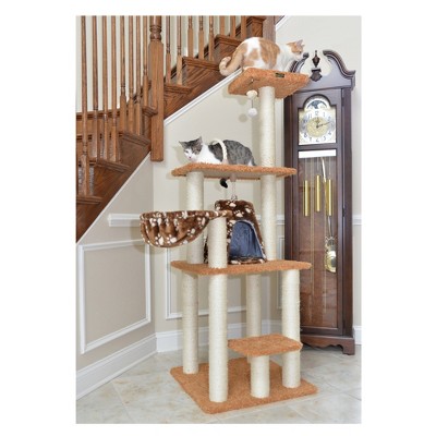Beige and Brown Sisal Carpet Cat Tree Tower