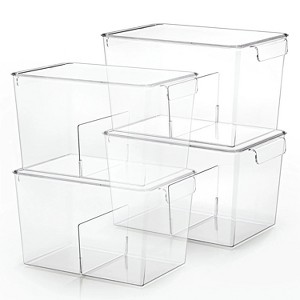 LunaLulinlk Stackable Clear Storage Bins with Lids, Large Plastic Storage Bins w Handle, Acrylic Pantry Organization and Storage for Kitchen - 1 of 4